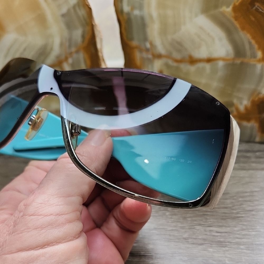 Vintage 90"s Dolce & Gabbana Black and Teal Sunglasses Silver Accents No Case - Picture 9 of 9
